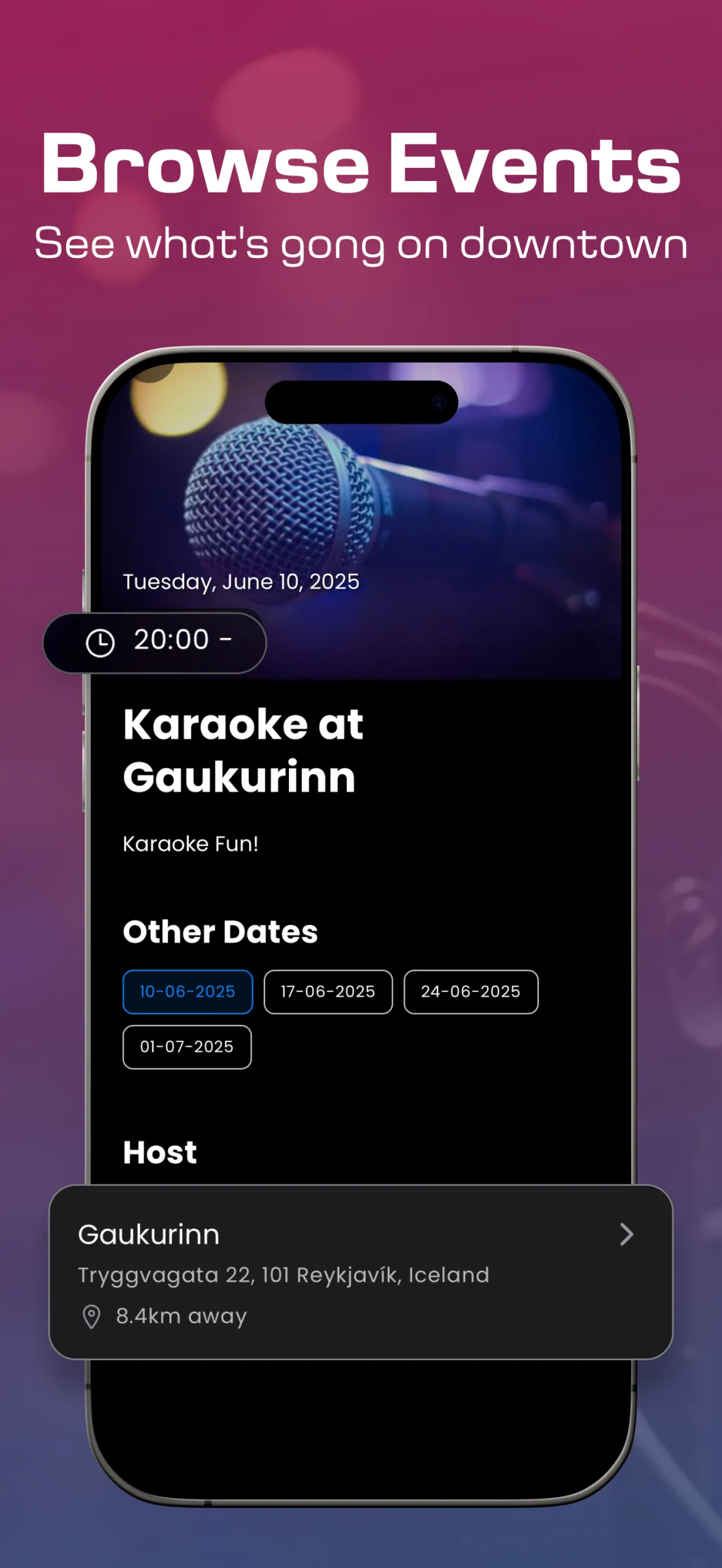 Barhopp mobile app screen for browsing venues