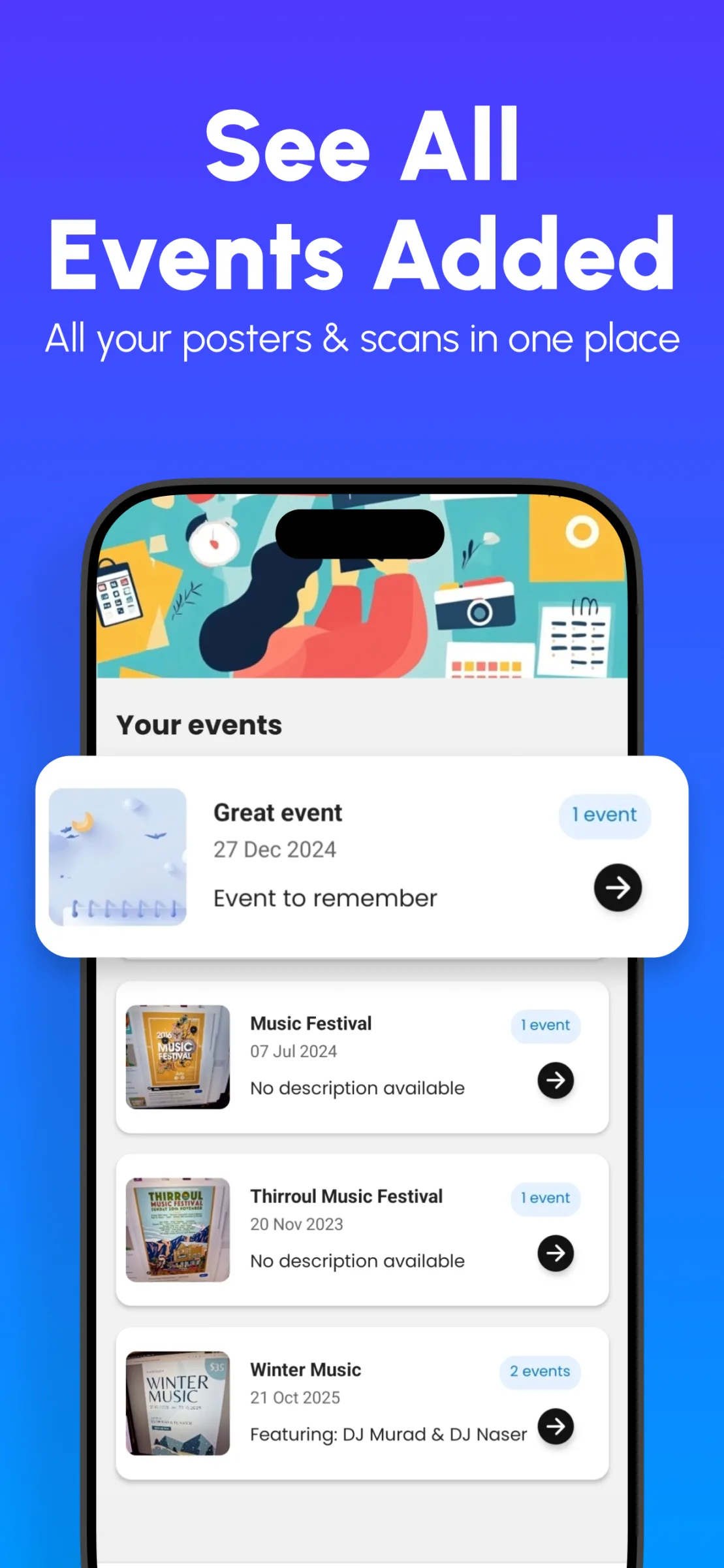PosterSnap mobile app screen for turning a poster into a plan