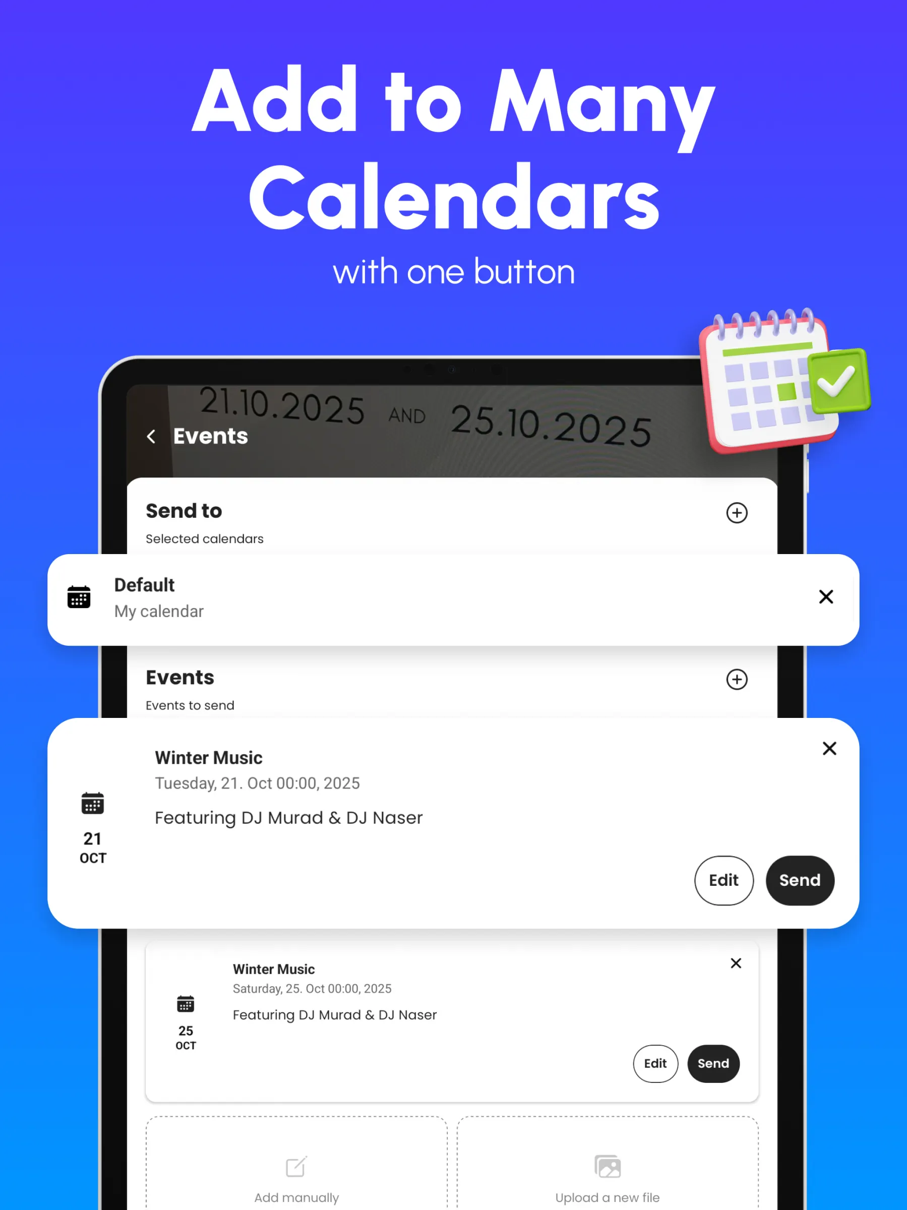 PosterSnap app screen showing an event extracted from a poster