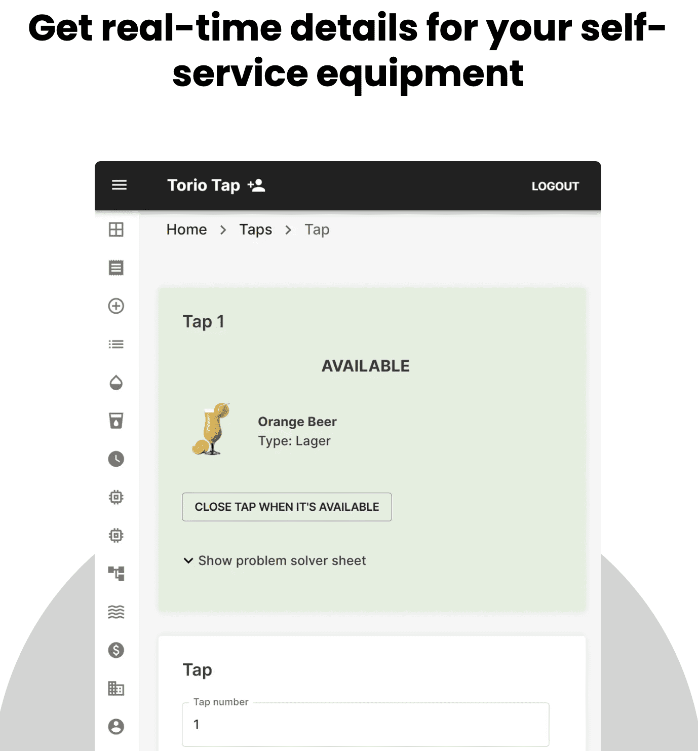PourSelf website screen for self-service drink technology